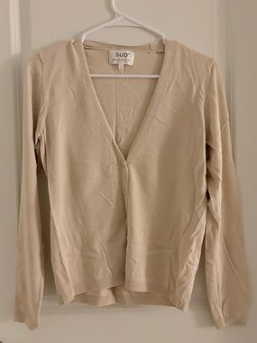 Express Beige Lightweight V-Neck Cardigan